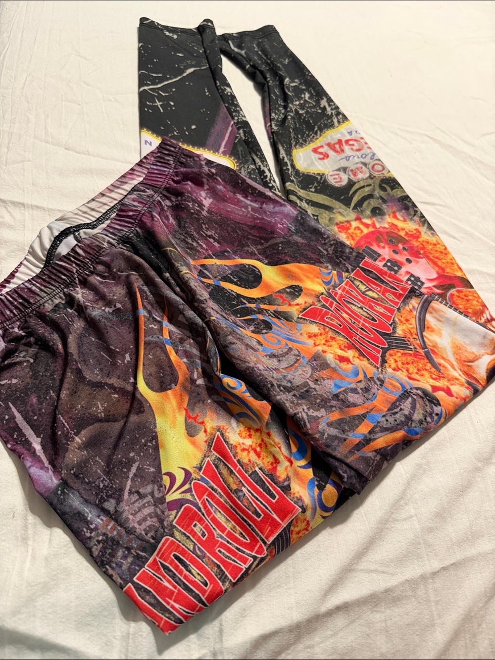YMC Flame Graphic Leggings in Black, Purple, Orange, Yellow Las Vegas